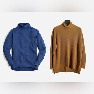 J. Crew Camel Ribbed Cotton Cashmere Blend Turtleneck Sweater Size Large
